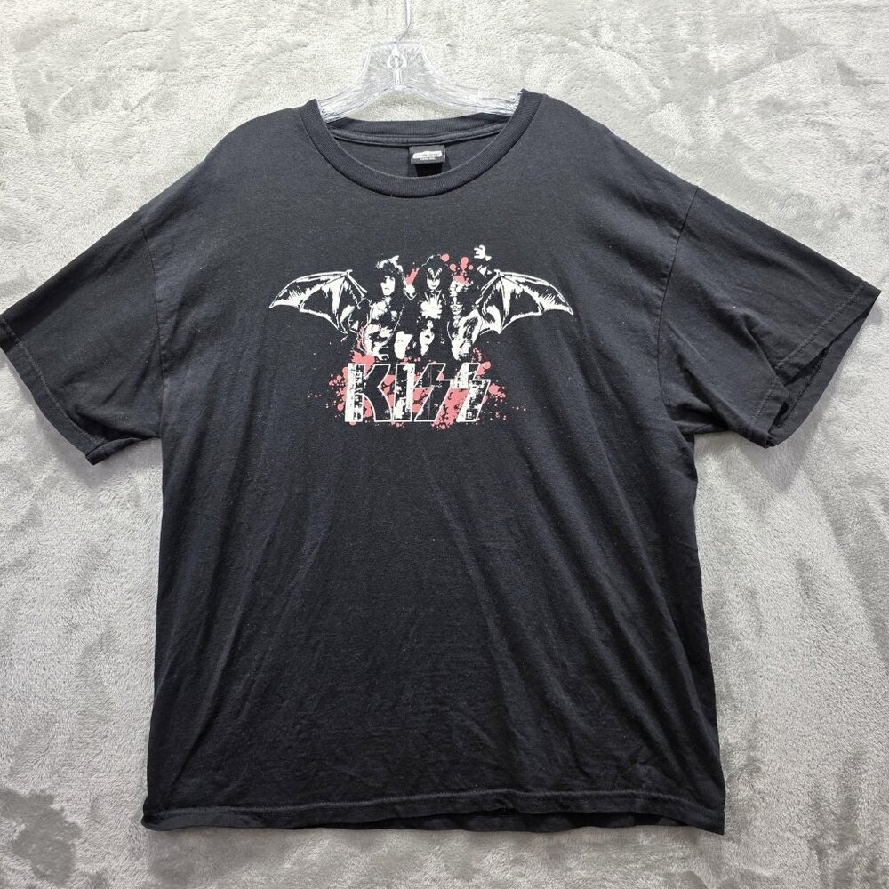 KISS Band Shirt Mens XL Black Winterland Classic Rock Tee Bat Wings Logo Graphic